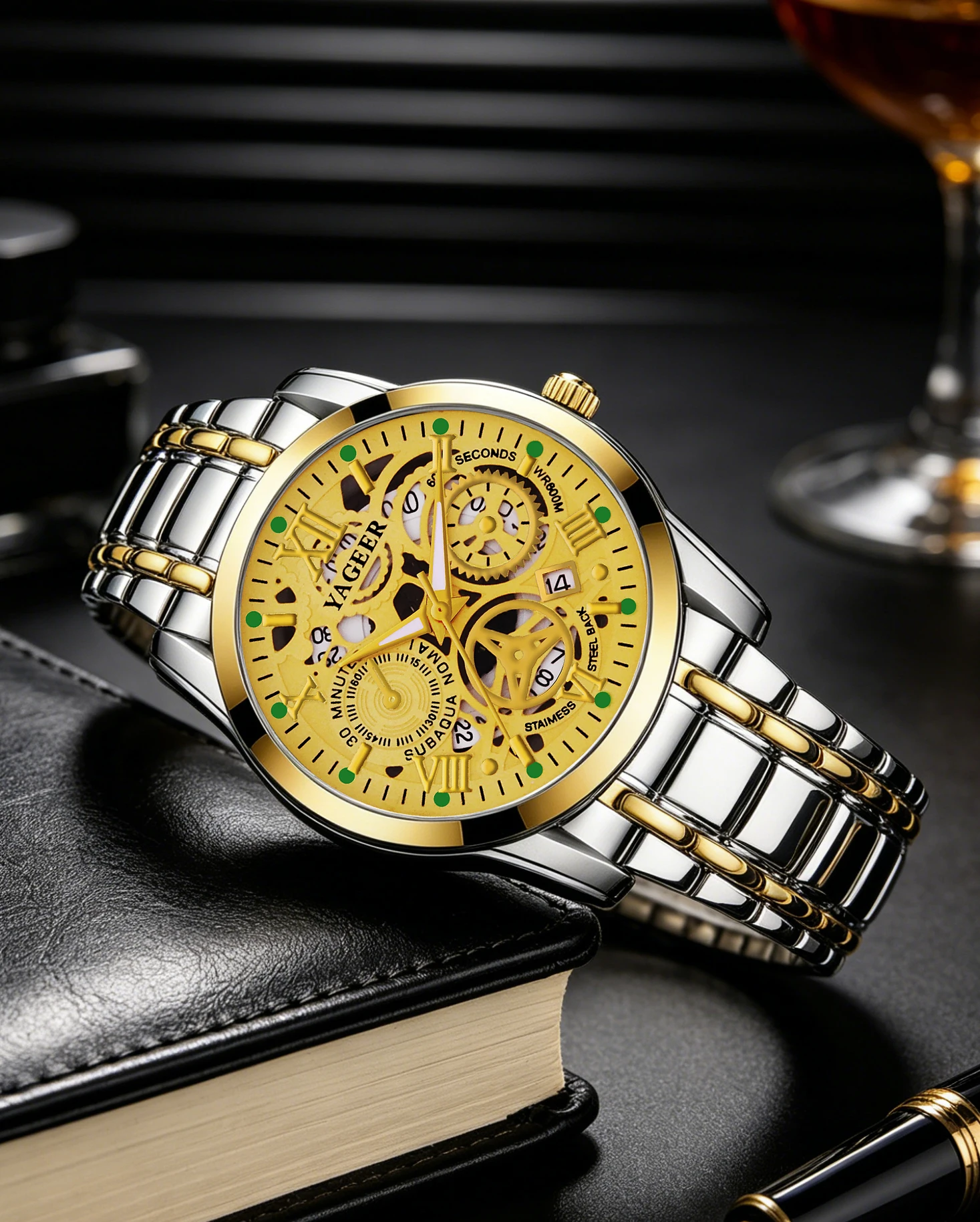 Fashionable Casual Men's Quartz Watch with Stainless Steel Band Calendar Feature Birthday Gift