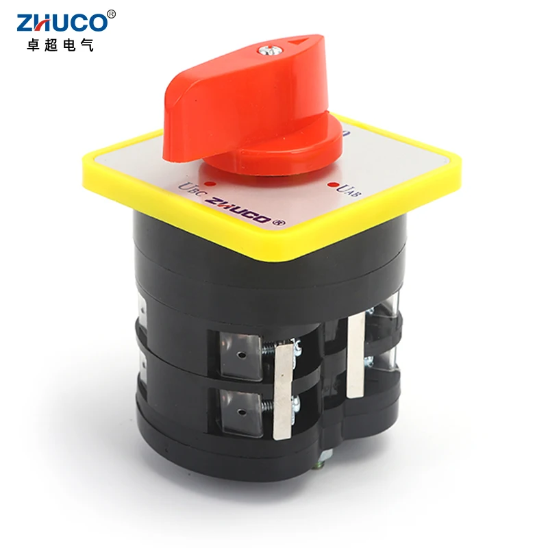 ZHUCO LW5D-16/YH2.2 16A 4 Positions 2 Poles 8 Screws Voltmeter Conversion Rotary Selector Control Changeover Cam Switch