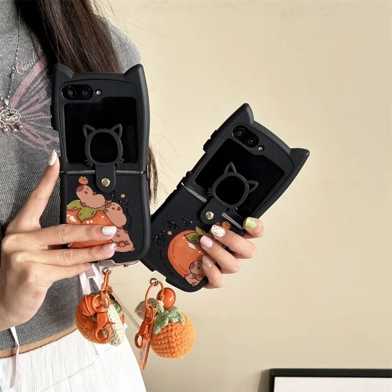 Cartoon Persimmon Water Dolphin Case dla Samsung Galaxy Z Flip 6 5 4 3 Ochronna tylna obudowa dla ZFlip4 ZFlip5 ZFlip6 Case Shell