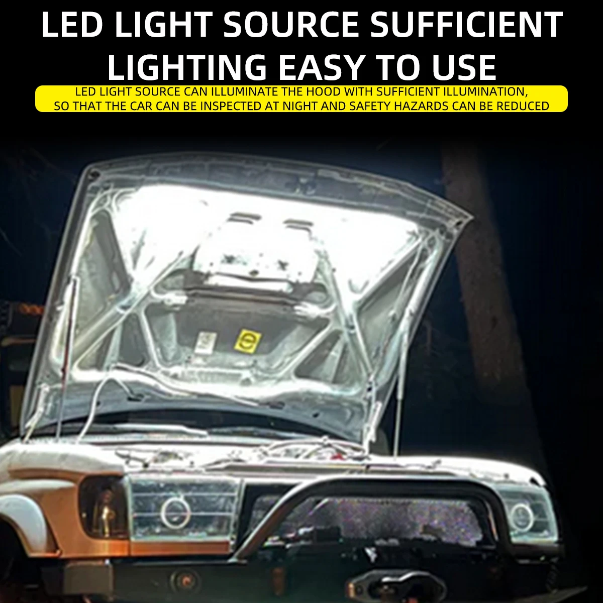 1/2in1 Car Engine Under Hood Light Kit Automatically Light ON/OFF Work Light 12V LED Strip Light Bar for Car Repairing white image 6