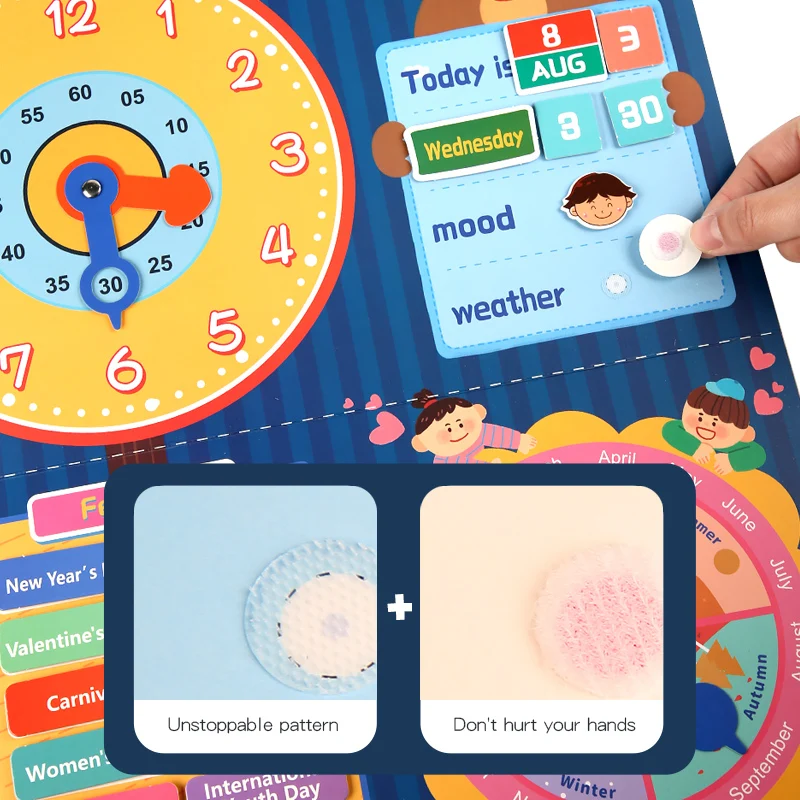 لوحة تعلم التقويم: التعرف على الوقت والتواريخ - يساعد الأطفال على تعلم التخطيط وبناء العادات في طريقة ممتعة للغاية