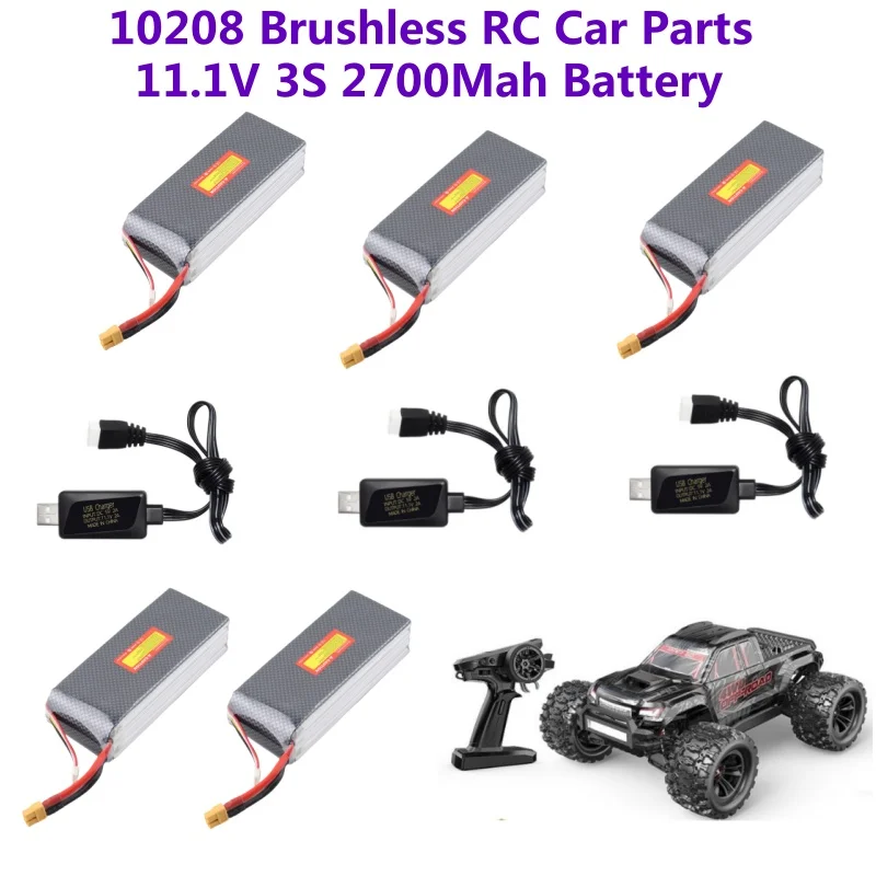 

10208 1:10 Drift Competition Brushless Remote Control RC Car Truck Spare Parts Accessories 11.1V 3S 2700Mah Battery USB Charger