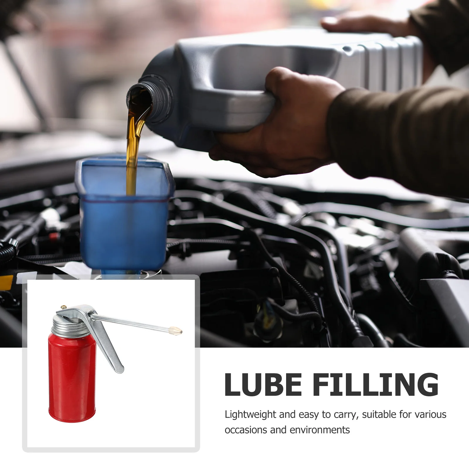 

High Pressure Oil Can 200g Red for Car Motor Automotive Steel Pump Oiler Jug Small Lubrication Tool Metal Oil Dispenser