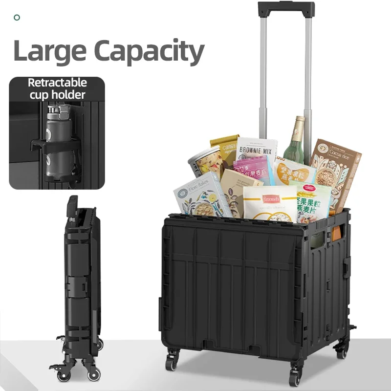 Portable  Foldable Climb Stair Trolley Luggage Wheeled Camping Trolley Plastic Folding Picnic Rolling Shopping Hand Carts