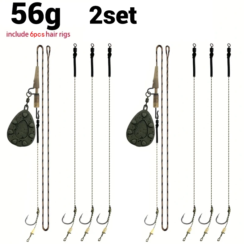 Carp Fishing Pre-tied Rig Set - Leadcore Leader with 6 Hair Rigs & Sinker Weights: 56g / 71g / 85g / 99g / 113g / 128g image 3