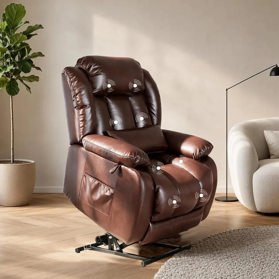 Power Lift Recliner Chair for Seniors, Oversized Electric Recliner with Massage and Heat, Big and Tall Lift Chair 400 LBS, 180°