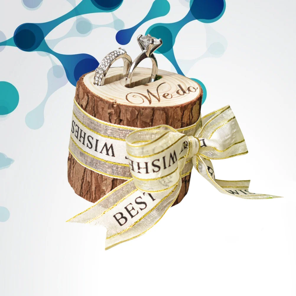 صندوق خاتم خشبي على شكل حرف ريفي منحوت على الطراز العتيق حامل خاتم خفيف الوزن لتخزين حفلات الزفاف والخطوبة