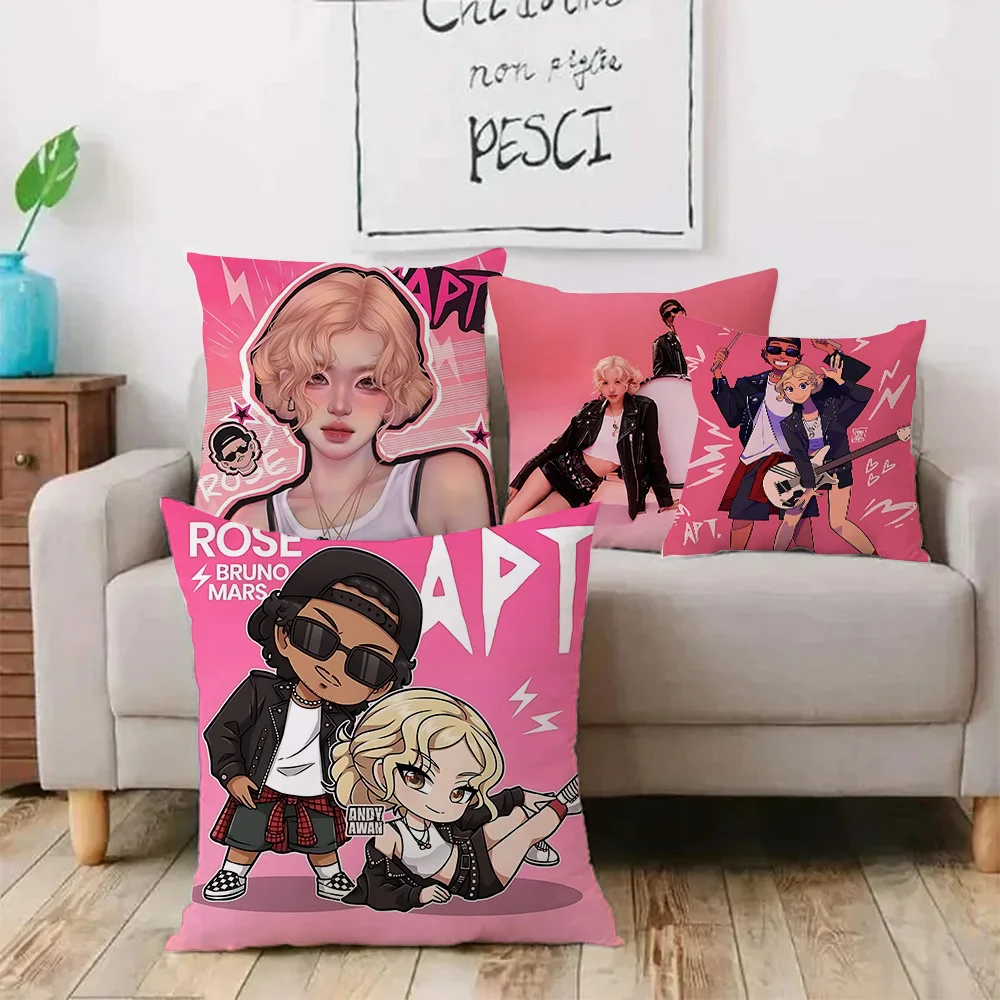 Pillow Covers Cartoon Singer Brunos Mars Apt-RoseEs Sofa Decorative Home Double-sided Printing Short Plush Cute Cushion Cover