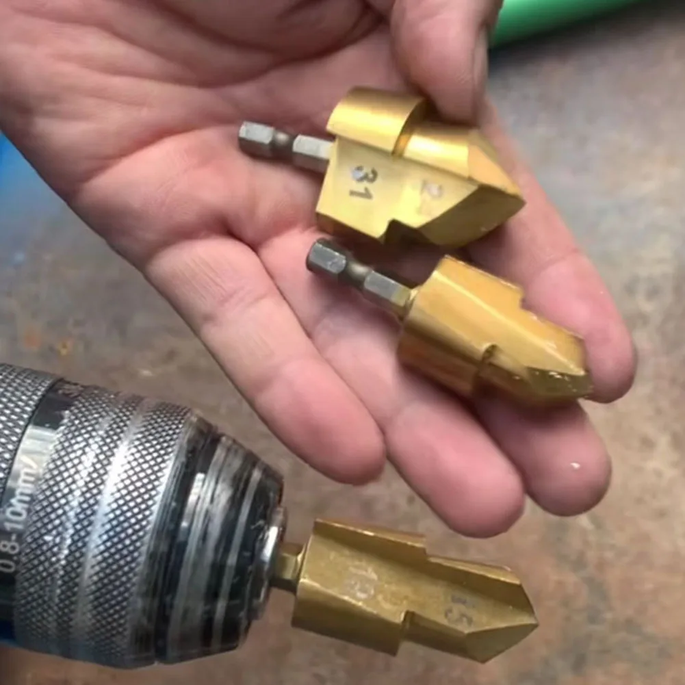 2pcs Pipe Drill Bit Hex Shank PPR Lifting Stepped Drill Bit Water Pipe Expansion Connection Tool Pipe Expander Set