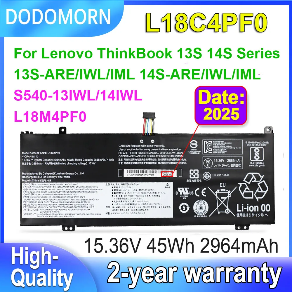 

Аккумулятор для ноутбука DODOMORN L18C4PF0 для Lenovo ThinkBook 13S 14S 13S-ARE 13S-IWL 13S-IML 14S-ARE 14S-IWL 14S-IML L18M4PF0 L18D4PF0