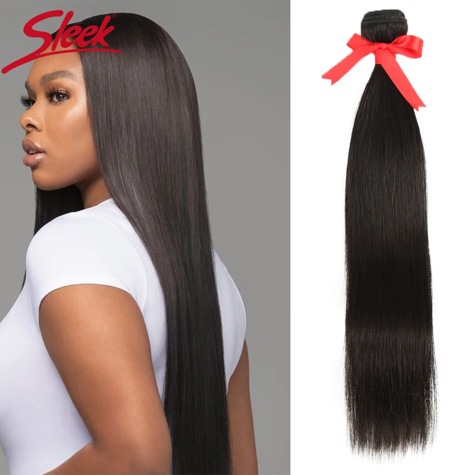 Sleek-Straight Pacotes de cabelo humano para mulheres, cabelo peruano, único cabelo humano, Weave Bundles, Remy Hair Extension, 28 in