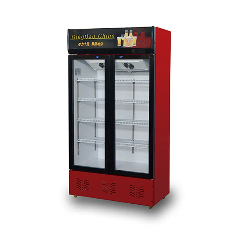 Upright Beverage Display Cooler 2 Door Refrigerator Vertical Drink Refrigerating Showcase Air cooling