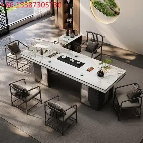 

New Chinese rock slab tea table, simple new office integrated fully automatic water light luxury tea table
