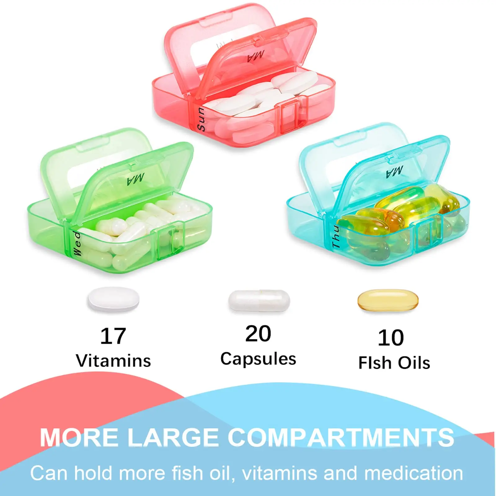 7 Days 31 Days Pill Organizer Portable Medicine Box Weekly Tablet Holder Storage Organizer Container Case Pill Box Splitters