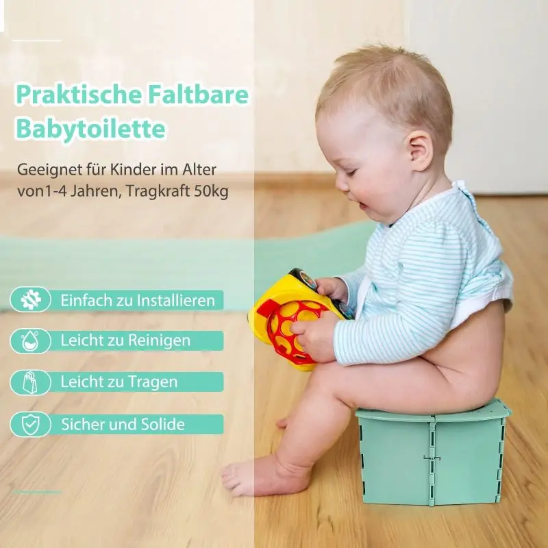Travel Potty for Kids,Reusable Portable Folding Potty for Toddler,Foldable Toilet for Outdoor Camping,Toddler Toilet Seat Green