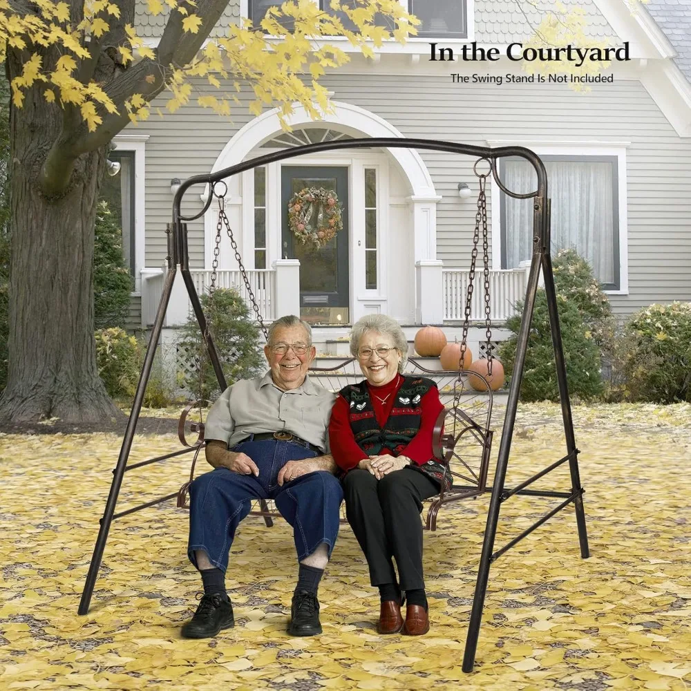 أرجوحة شرفة معدنية مطورة، كرسي أرجوحة شرفة فولاذي بسعة 660 رطل للأماكن الخارجية، مقعد كرسي أرجوحة عالي التحمل