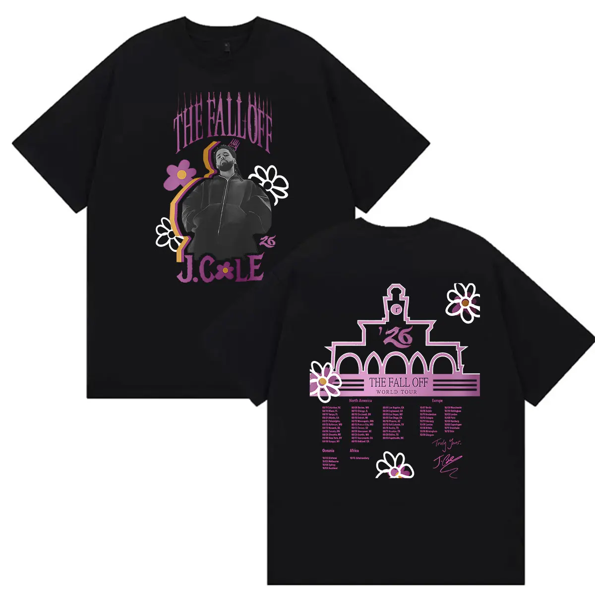 J Cole The Fall Off World Tour 2026 Print T Shirts Men's Vintage High Quality Fashion T-shirt Summer Oversized 100% Cotton Tees