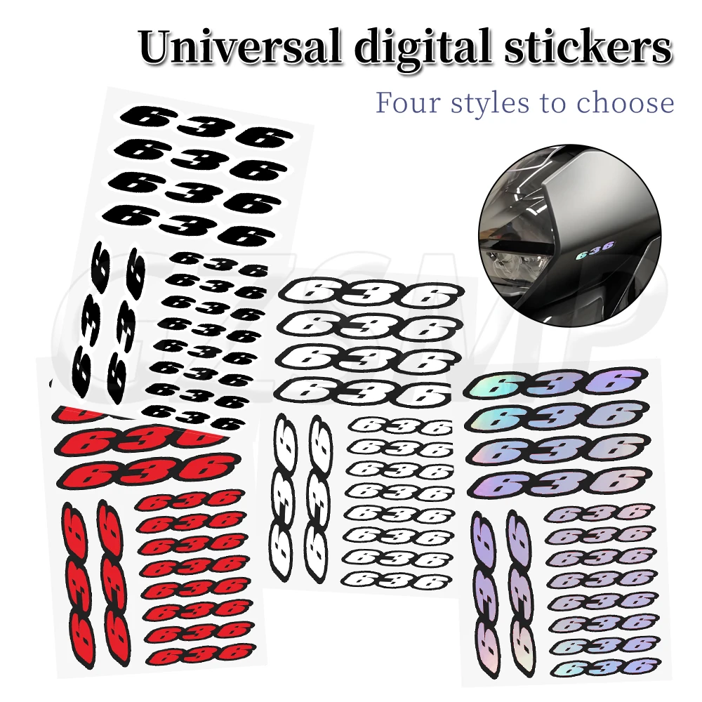 

Motorcycle Stickers Number 636 Electric Scooter Body Deco Universal Digit Decal Fit Fit Kawasaki Ninja ZX-6R ZX636