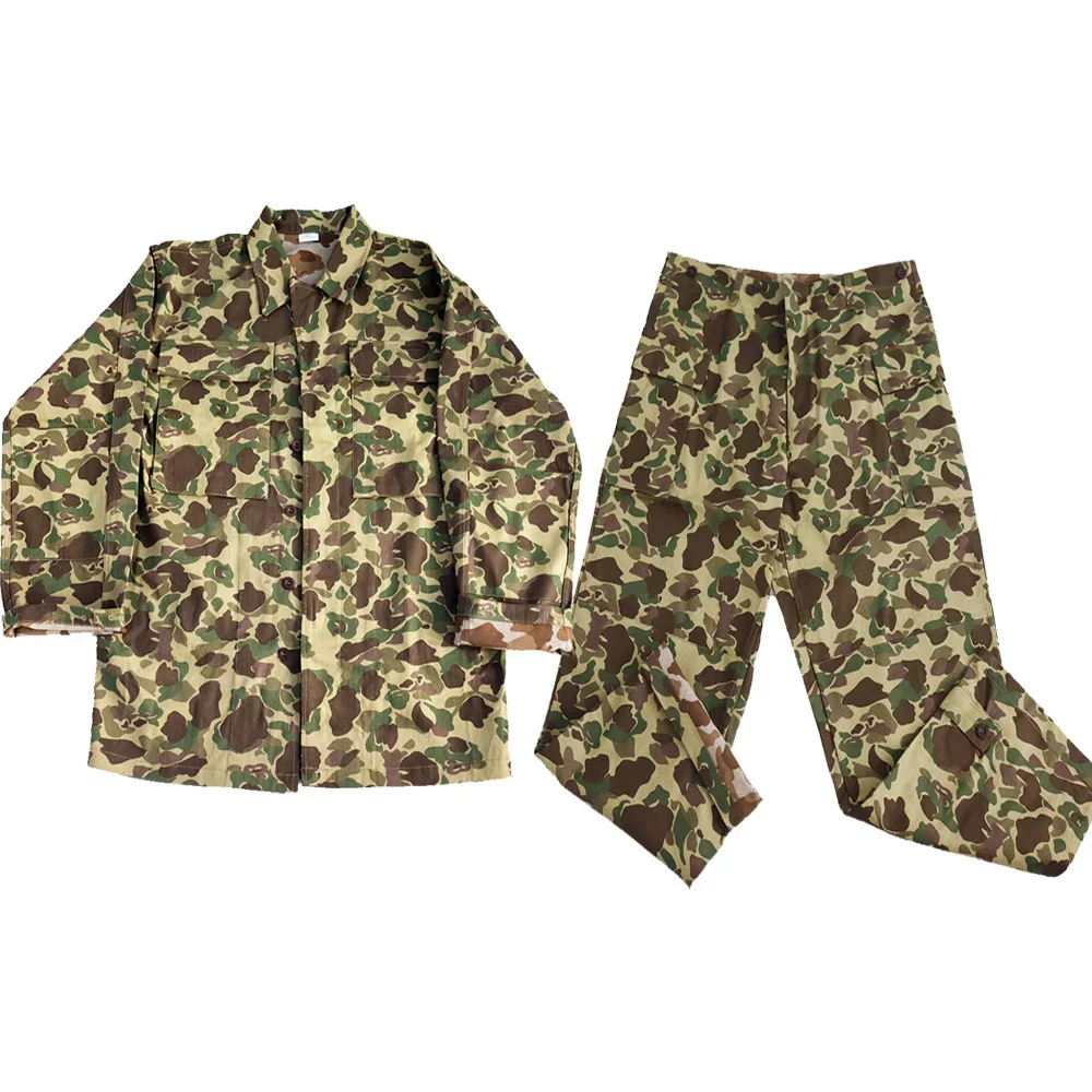 

WWII WW2 American Pacific Hunting Duck Camouflage Double-sided Camouflage Pants Jacket Casual Training Suit