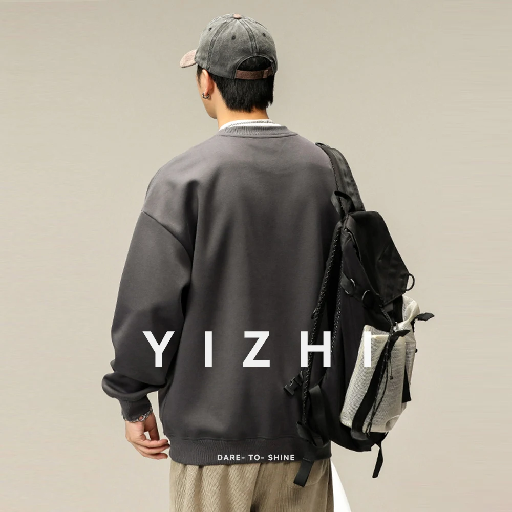 Fashion Men's American Retro Heavy Embroidery Sweater Winter Autumn New Loose Large Size Trendy Round Neck Top Men's Pullover