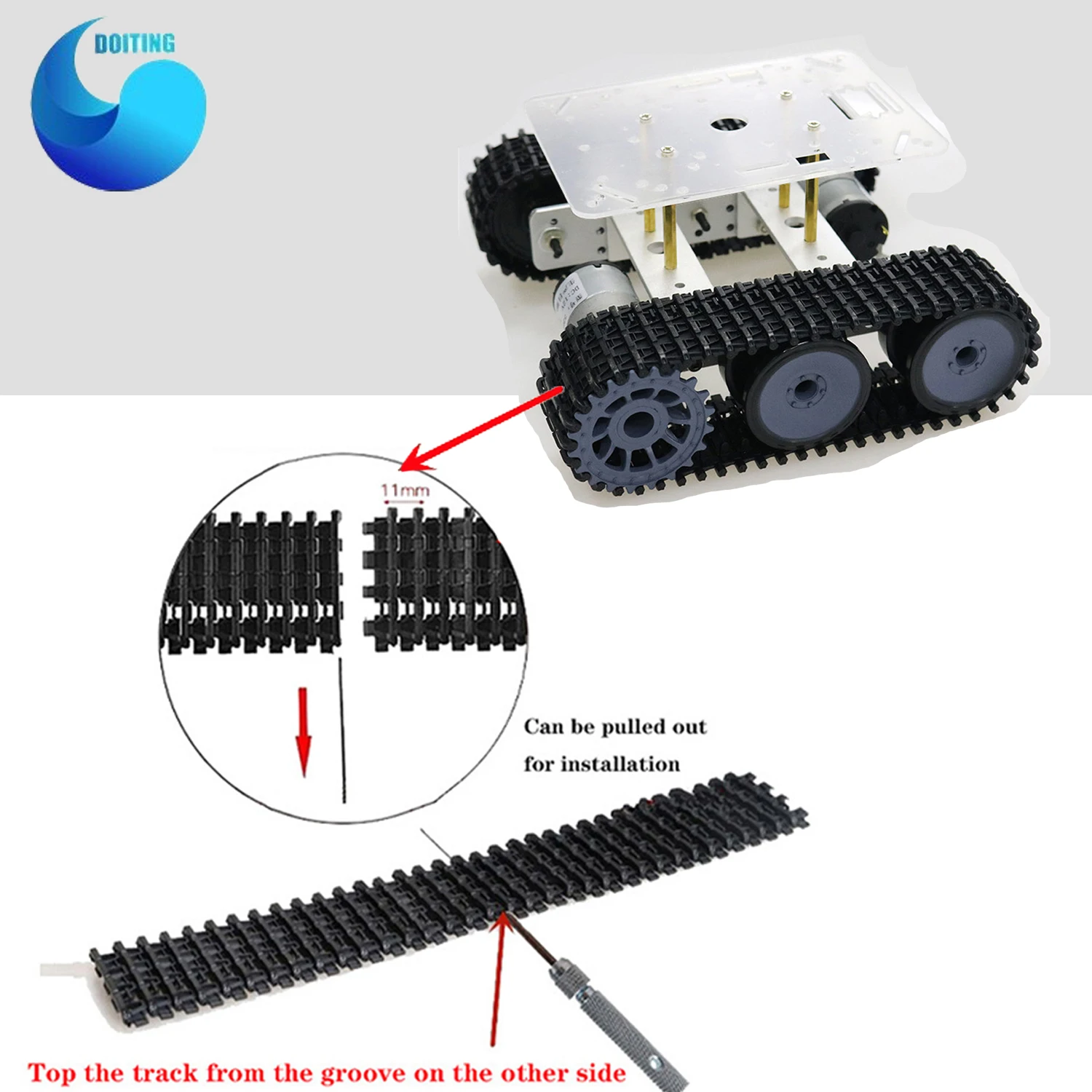 RC Metall Roboter Tank Chassis Mini TP100 Crawler Caterpillar Kettenfahrzeug mit Kunststoffschiene für Arduino DIY Lernset