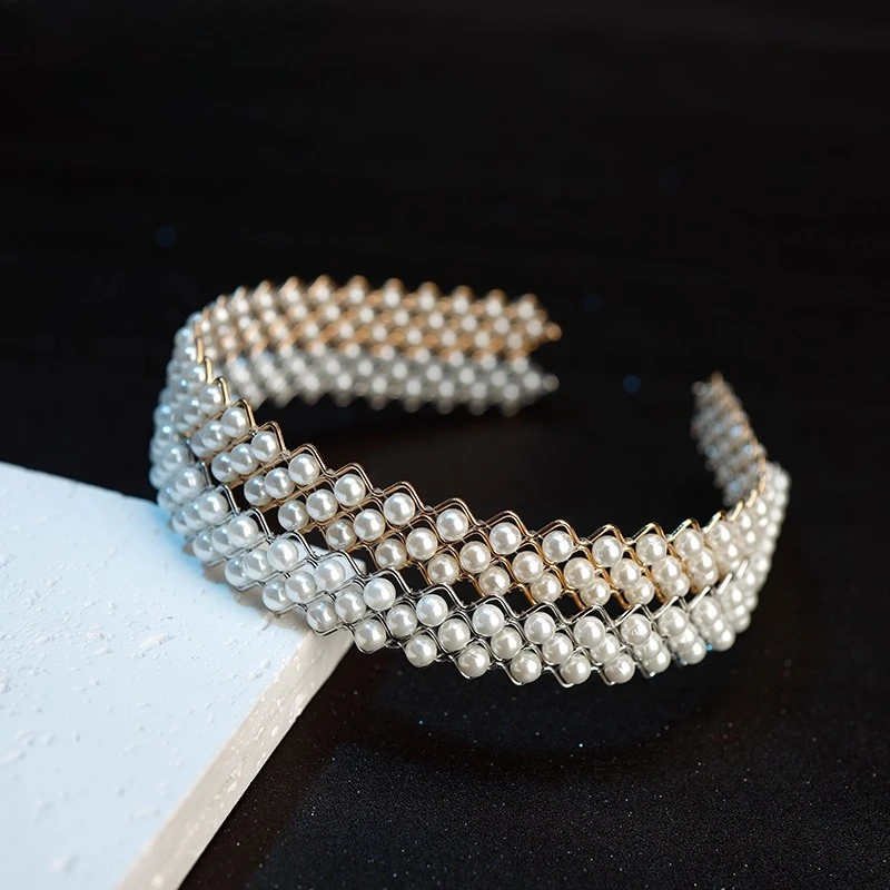 

Sweet Korean Style Female Pearls Hairbands Super Fairy Girls Headband Hair Styling tools Casual Headwear Hair Clips for Women