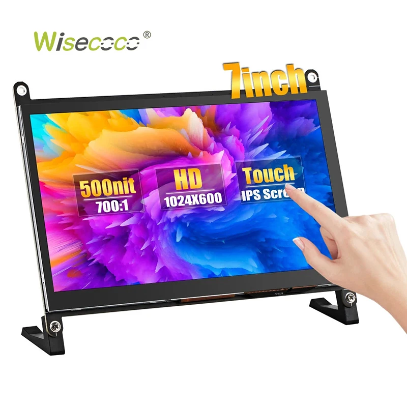 Wisecoco 7 Inch IPS LCD Capacitive Touch Screen 1024*600 LCD Display for Raspberry Pi