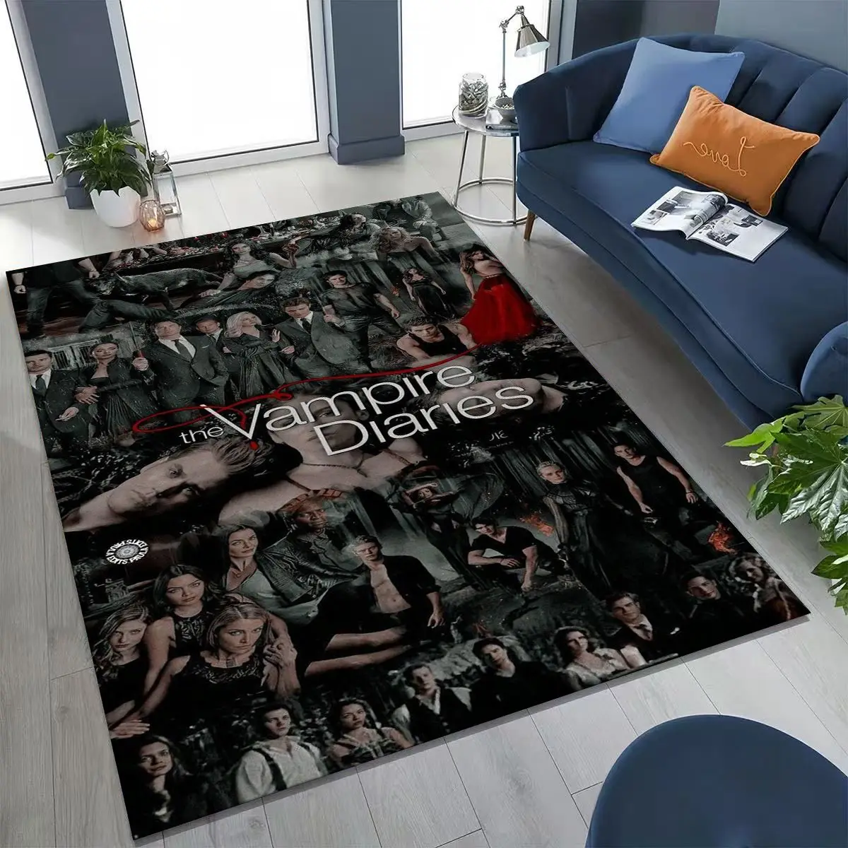 3D The Vampire Diaries Damon Salvatore Rug for Bedroom Living Room Sofa Home Doormat Decor, Large Kids Play Non-slip Floor Mat