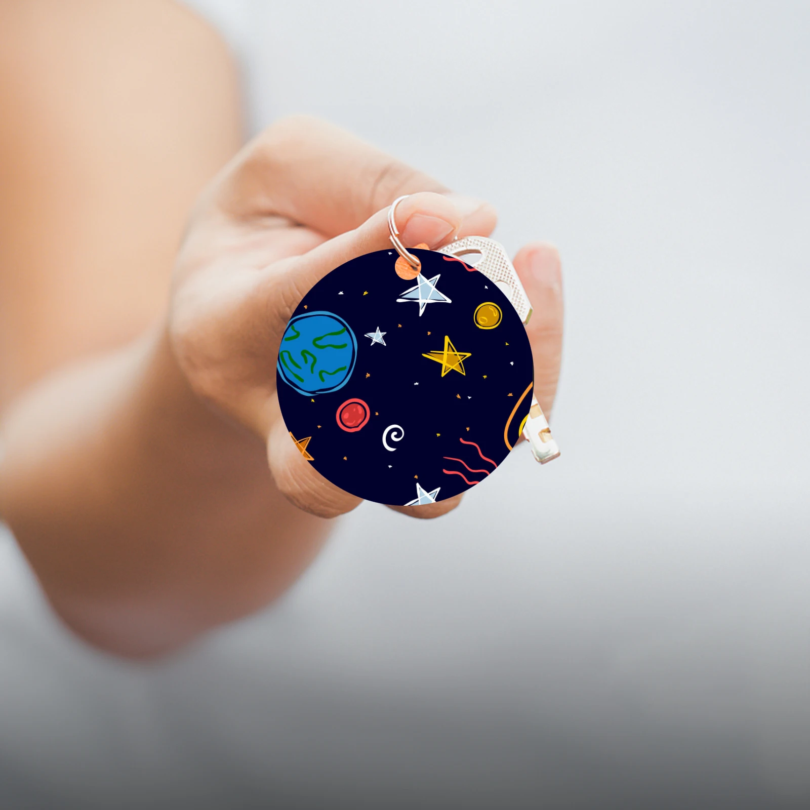 

30 шт., акриловые заготовки для ключей, мини-круглые черные двусторонние диски для рукоделия, декоративные аксессуары