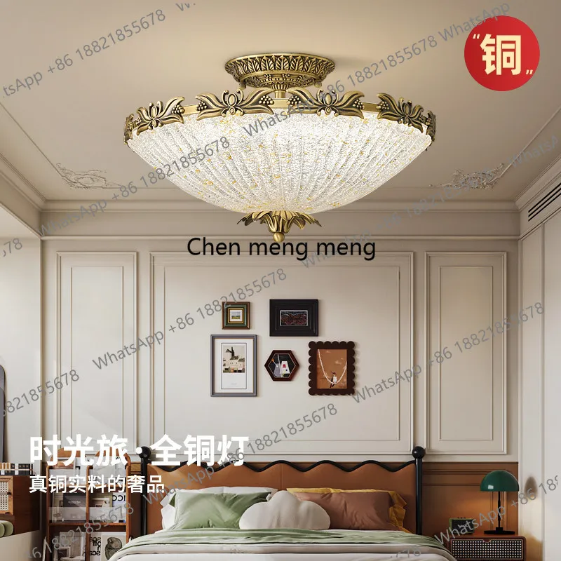 

All copper French, American retro, bronze crystal sand, bedroom study entrance half chandelier