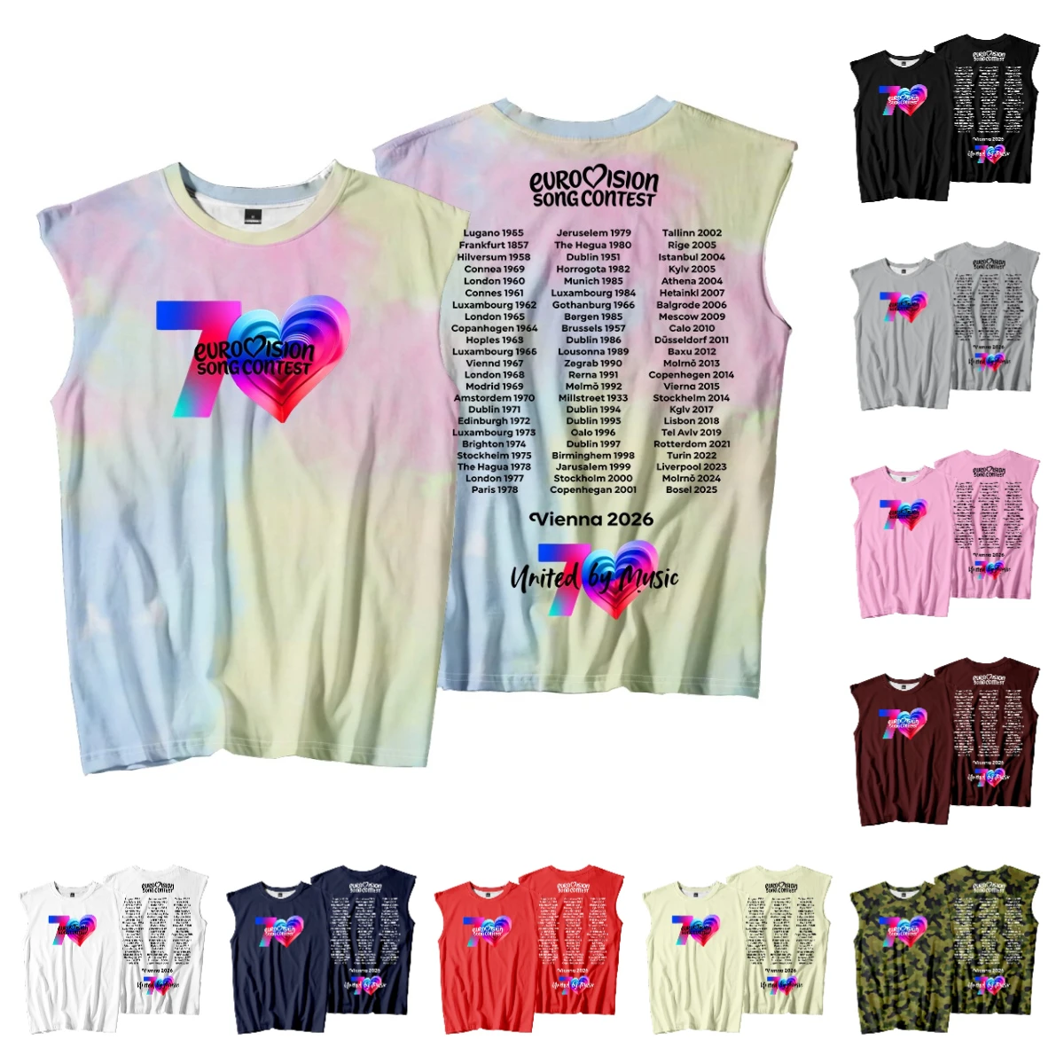 Eurovision Song Contest Vienna 2026 Merch Tank Tops Unisex Sleeveless Vest Women Men Outdoor Streetwear Tops