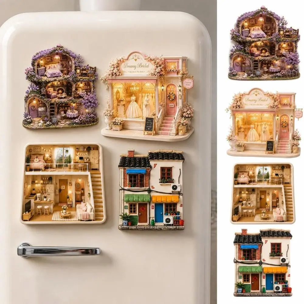 Cute Home Theme Home Fridge Magnet Simulation Cartoon Pattern Decorative Fridge Magnet Resin 3D Relief 3D Refrigerator Stickers
