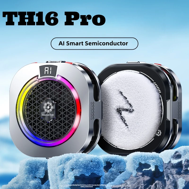 

NEW TH16 Pro 24W Strong Cooling AI Semiconductor Magnetic/ Back-clip 2 in 1 Mobile Phone Game Cooler for IPhone Android Radiator