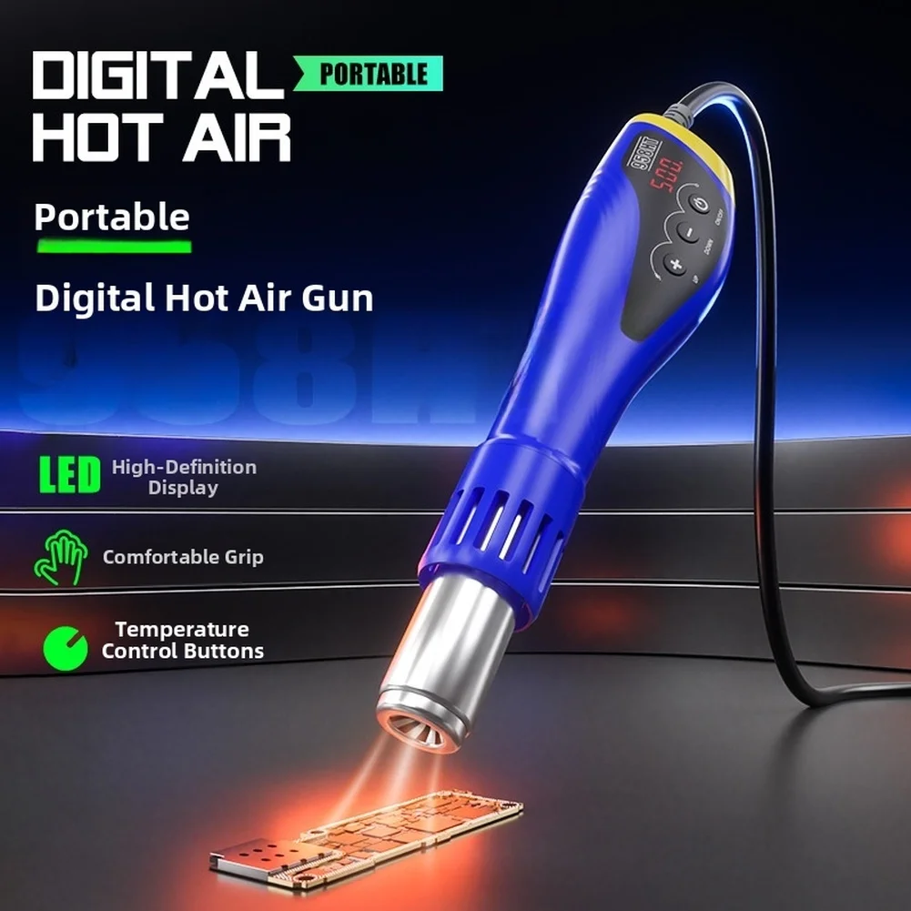 Heating Unit Digital Temperature Display Blue HT958 Heating Unit LED Real-time Display Uniform Heat Distribution