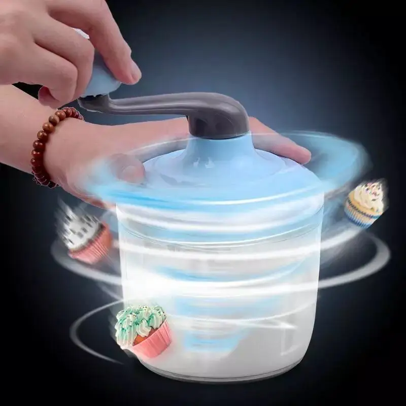 Handbetriebener Eier- und Sahne-Schneebesen für den Haushalt, kleiner halbautomatischer Eierbeater, Kochzubehör, Milchschaum- und Kuchenrotationsgerät, manueller Schneebesen