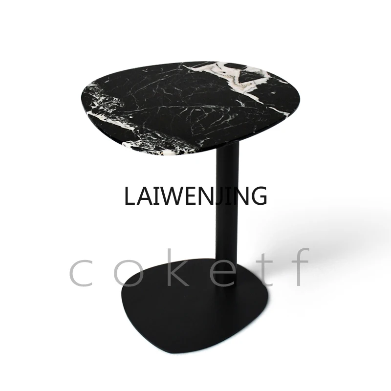 

MJY marble living room luxury stone edge table black sofa side table small coffee table