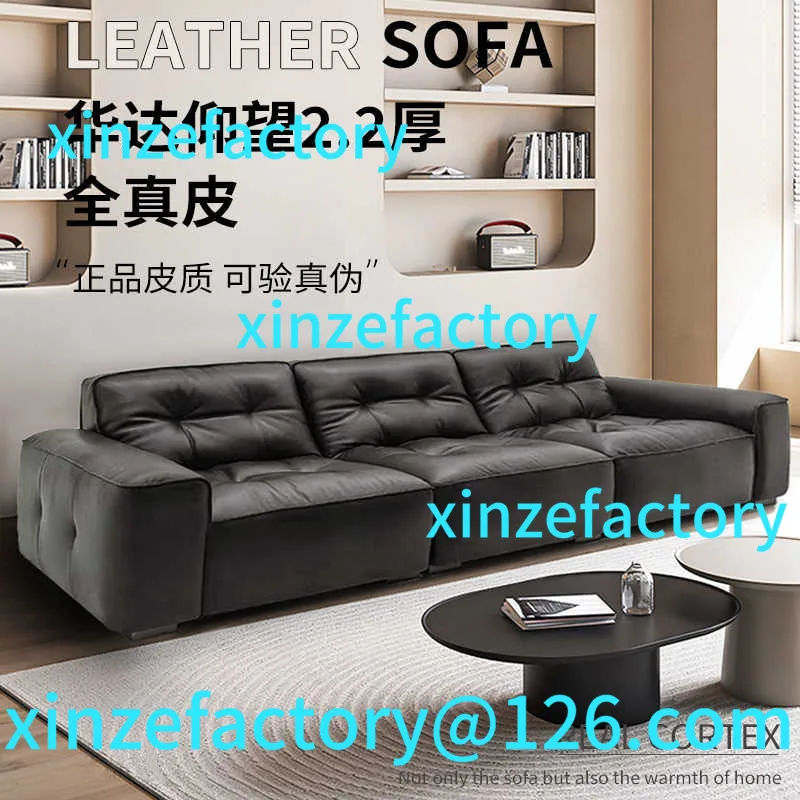 

Customizable antique retro first-layer cowhide black light luxury sofa