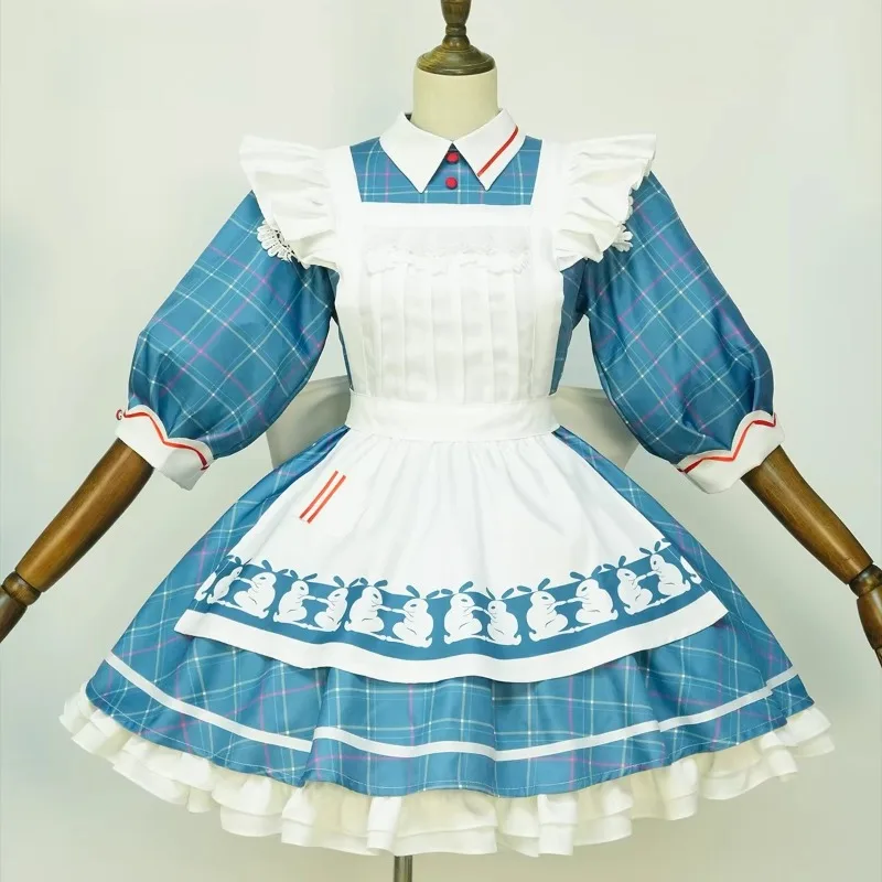 Kostium Cosplay Amiya z gry Arknights, sukienka, fartuch, peruka, uszy, pełny zestaw dla kobiet, na Halloween, karnawał, imprezę, strój do odgrywania ról Ark.