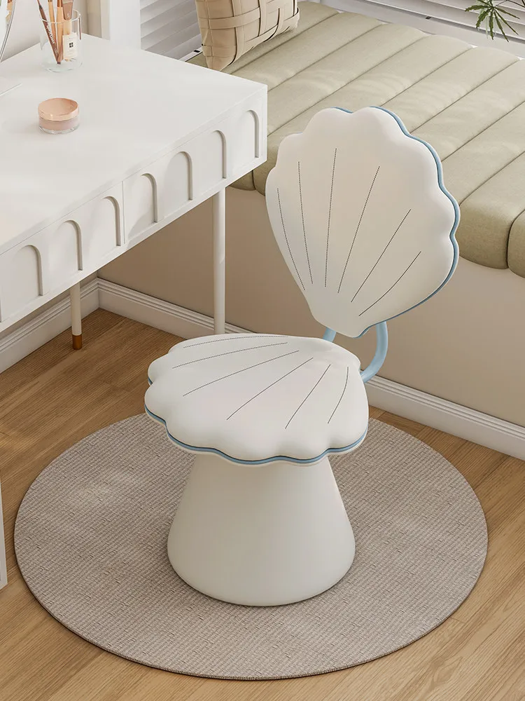 Cream Style Makeup Stool,Household Rotatable Backrest,Shell Chair,Bedroom Dressing Table Stools Furniture Chairs
