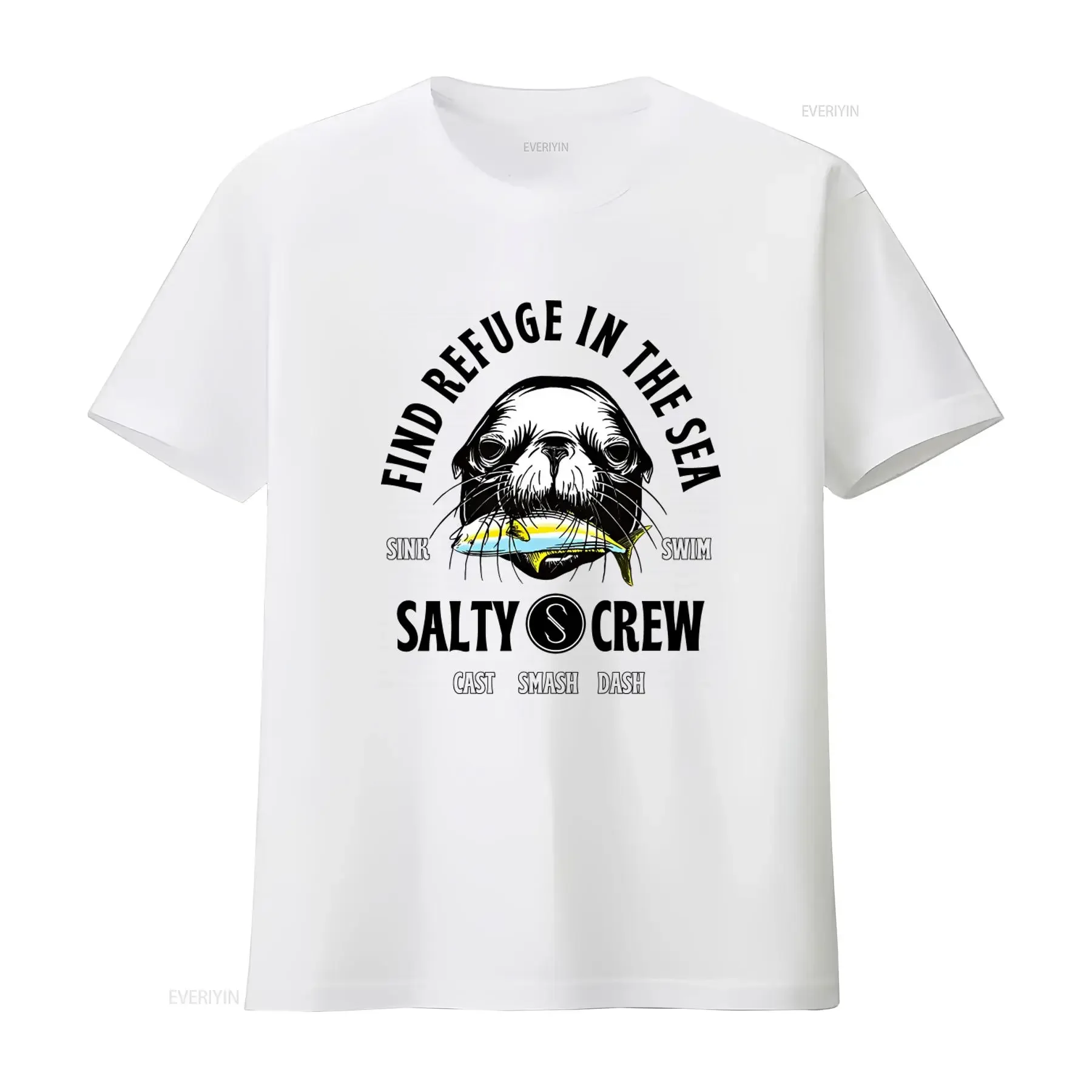 T-shirt Salty Crew Mouthful Boys Athletic Heather, toutes tailles, motif phoque marin, style vintage délavé, streetwear