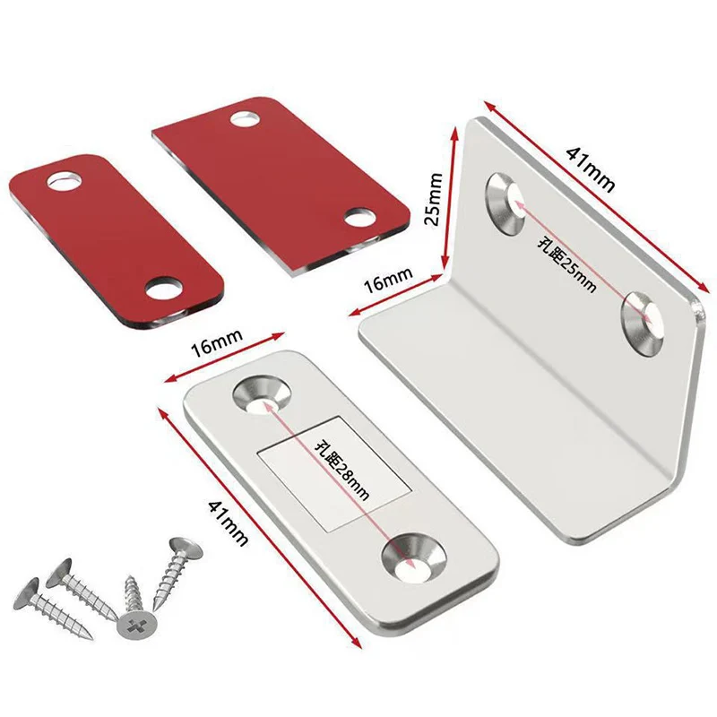 1PCS Cabinet Door Suction L-Type Invisible Wardrobe Strong Magnetic Suction Non Perforated Sliding Door Micro Magnetic Touch