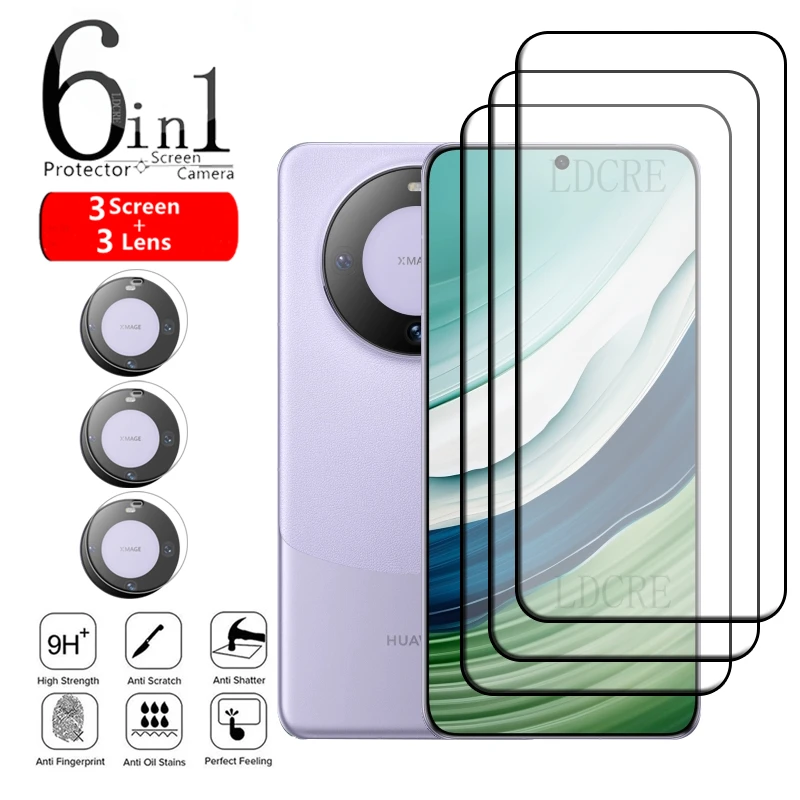 6-in-1 For Huawei Mate 60 Glass Huawei Mate 60 Tempered Glass Full Cover Glue 9H HD Screen Protector Huawei Mate 60 Lens Glass
