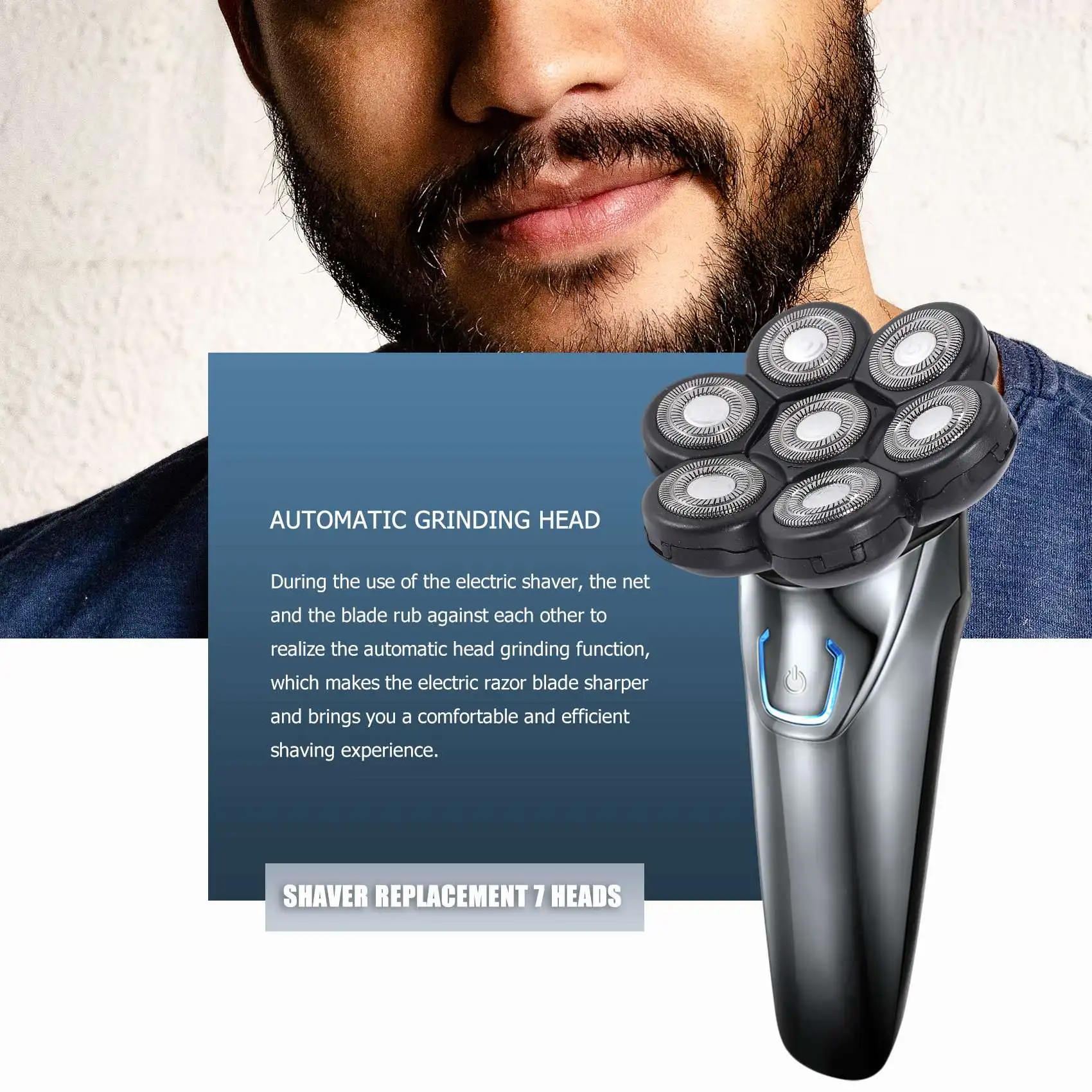 Barbeador elétrico substituição cabeça Bald Shaver Blade, 7D