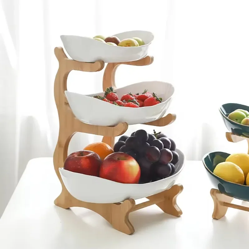 Three Layer Fruit Plate Home Living Room Plastic Snack Dish Modern Dried Fruit Basket Candy Cake Stand Salad Bowl Storage Bowl