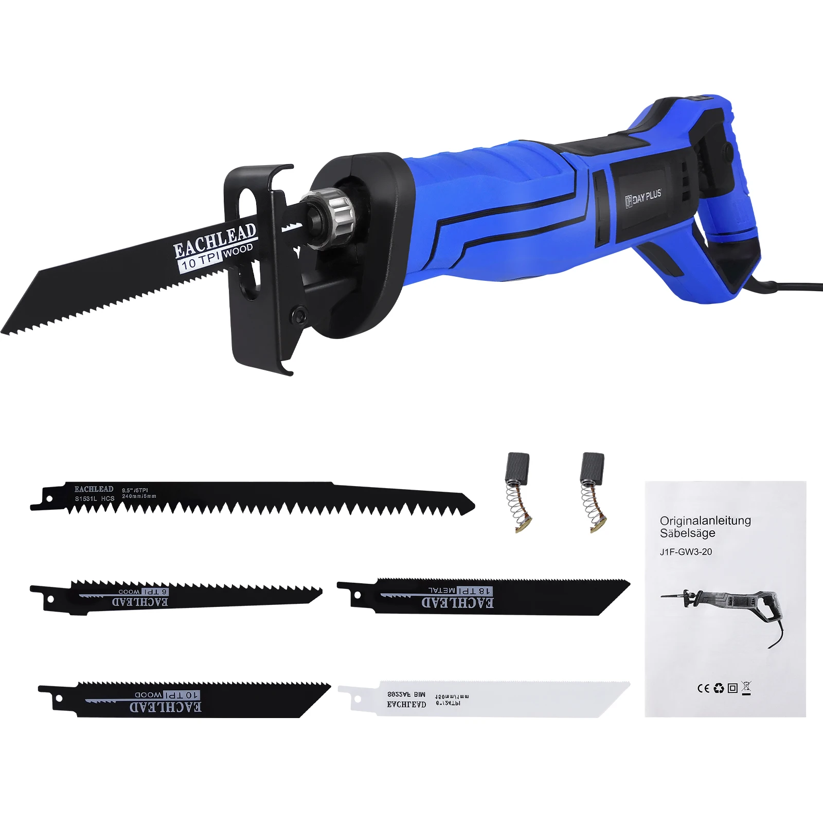 Säbels äge 900W, elektrische Säbels äge 0-100 U/min stufenlose variable Geschwindigkeit, Säbels äge mit 5 Sägeblättern, 2800mm Schnitttiefe