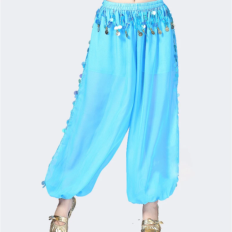 Women Belly Dance Pants Sequin Harem Pants Oriental Belly Dancing Tribal Costume India Egypt Shiny Bloomers Dance Trousers