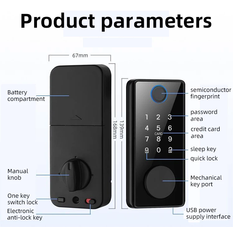 Imagem -02 - Yrhand Smart Deadbolt Locks of Tuya Bluetooth App Biométrico Impressão Digital Keyless Fechadura Eletronica Fechadura Digital com Gateway