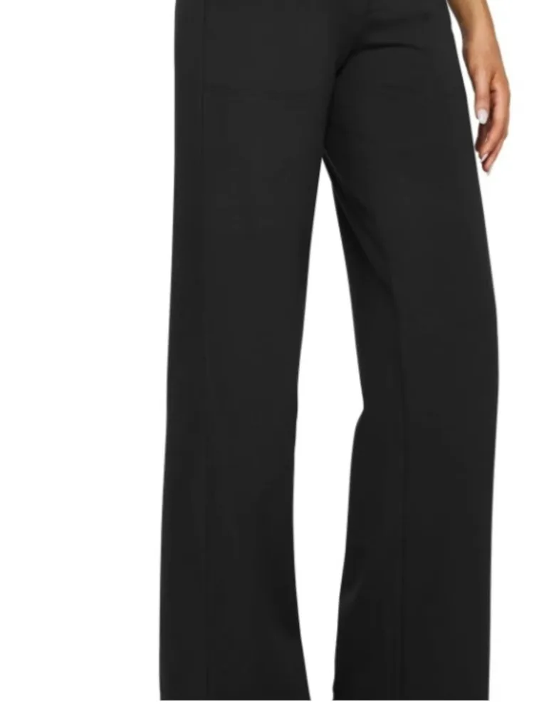 Women's Fashion Black White Casual Long Pants Spring Summer High Waist Design Loose Straight Leg Yoga Pants With Pockets New