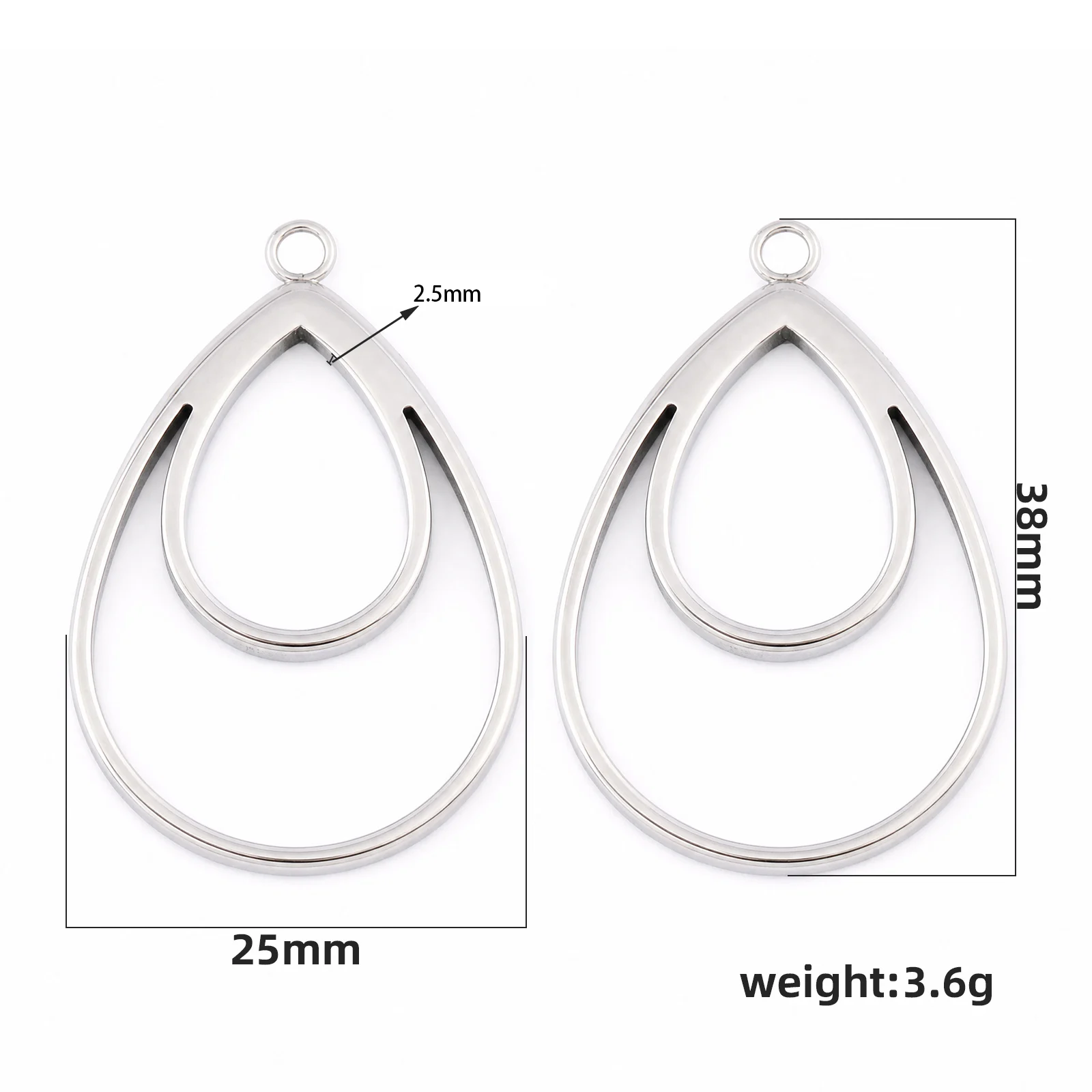 10pcs Stainless Steel 2.5mm Thick Teardrop Triangle Square Open Bezel Blanks Diy Hollow Pendant Frame For Resin Jewelry Making