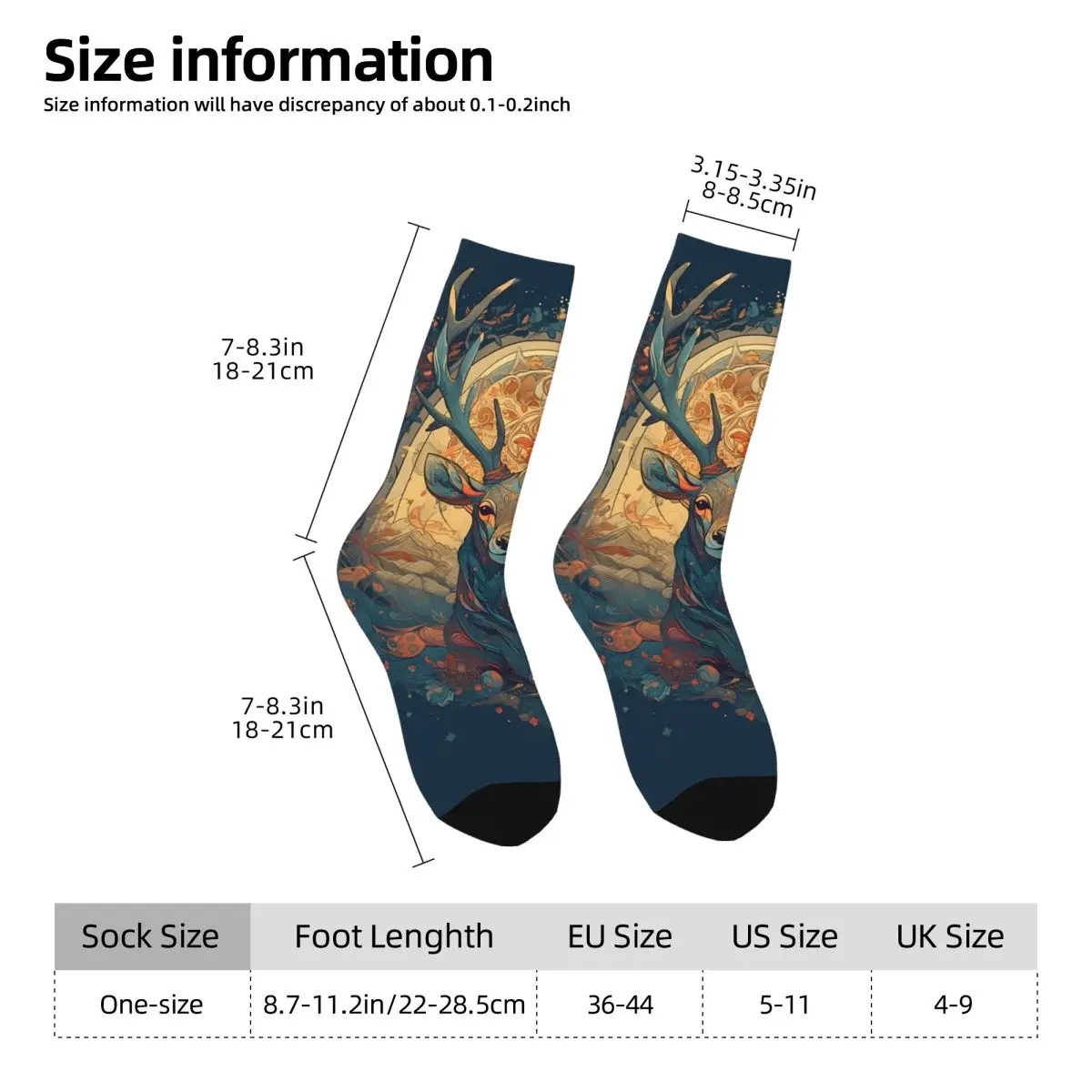 Elk Deer Sock Printed Man Polyester